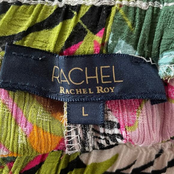 Rachel Rachel Roy Tropical Wide Leg Pants Womens LARGE Pull On Resort Vacation - Picture 5 of 7